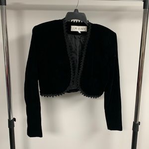 Vintage Cline-Kolarek Black Velvet Shrug Blazer Size M